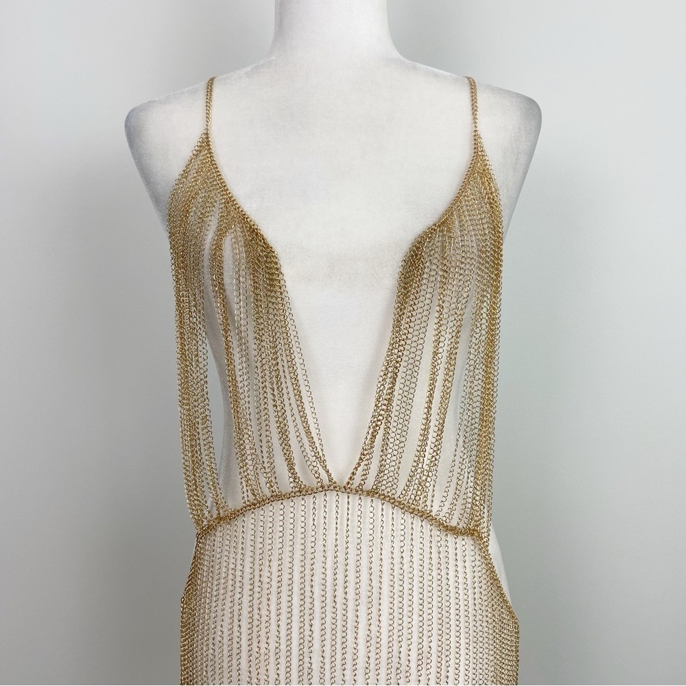 Michael Costello x REVOLVE Zayd Chain Dress in Gold - Picture 3 of 7